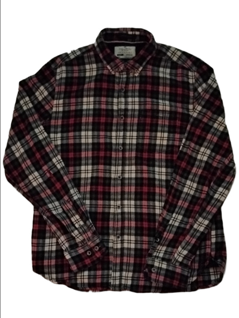 3/$20 On The Road Men's Plaid Button-Down Shirt - Red & Black